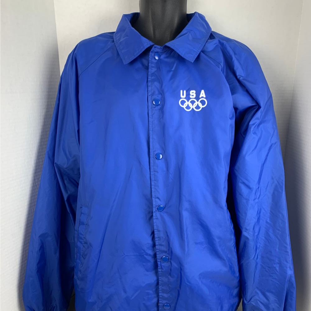 USA Olympic Button Up Lined Windbreaker Jacket XL